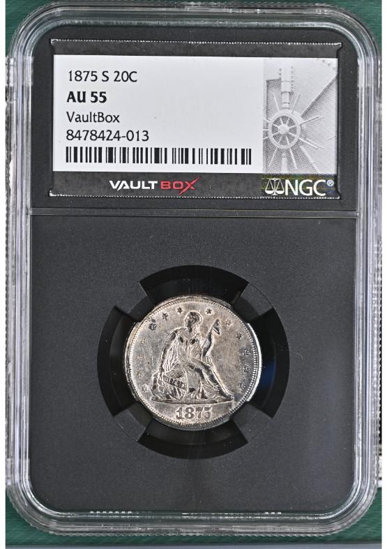 1875-S 20C NGC AU55 FRONT