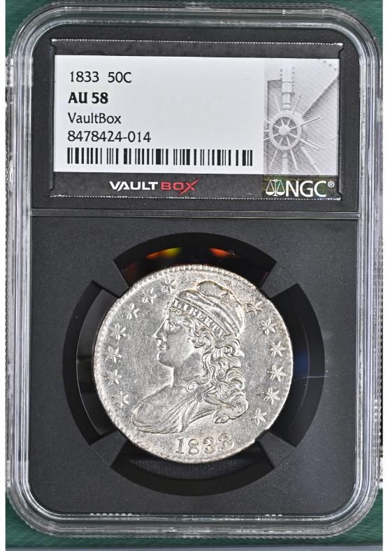 1833 50C NGC AU58 FRONT