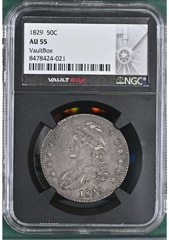 1829 50C NGC AU55 FRONT