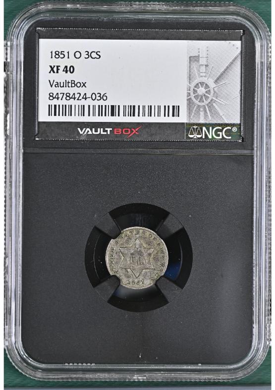 1851-O 3CS NGC XF40 FRONT