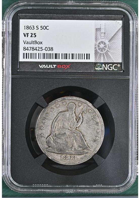 1863-S 50C NGC VF25 FRONT