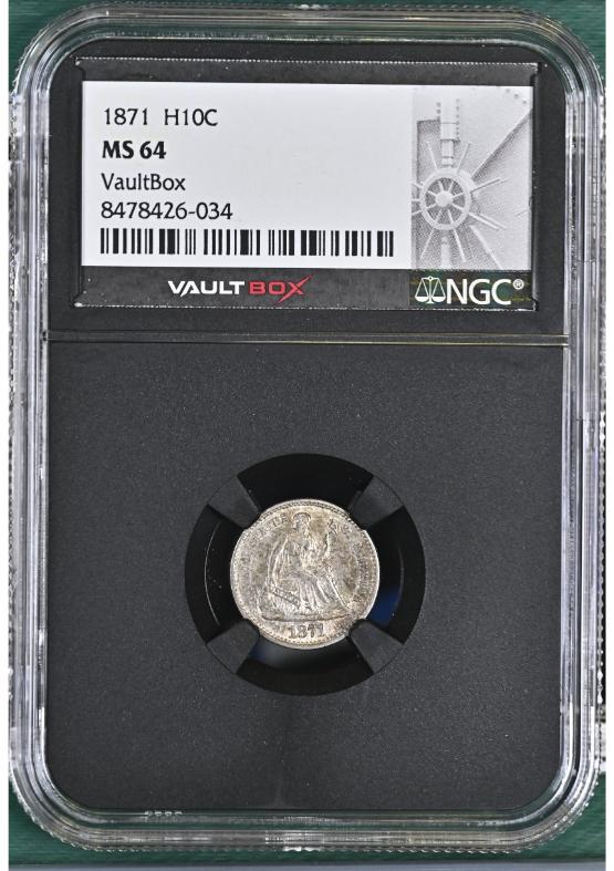 1871 H10C NGC MS64 FRONT