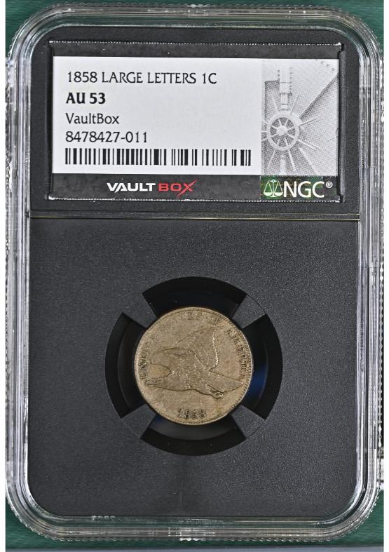 1858 LARGE LETTERS 1C NGC AU53 FRONT