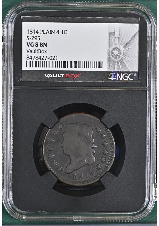 1814 PLAIN 4 1C S-295 NGC VG8BN FRONT