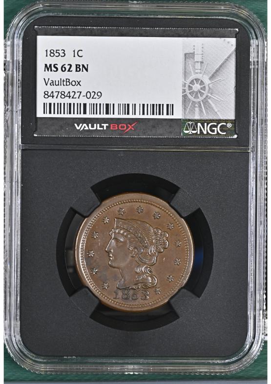 1853 1C NGC MS62BN FRONT