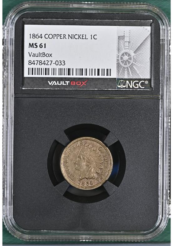 1864 COPPER NICKEL 1C NGC MS61 FRONT