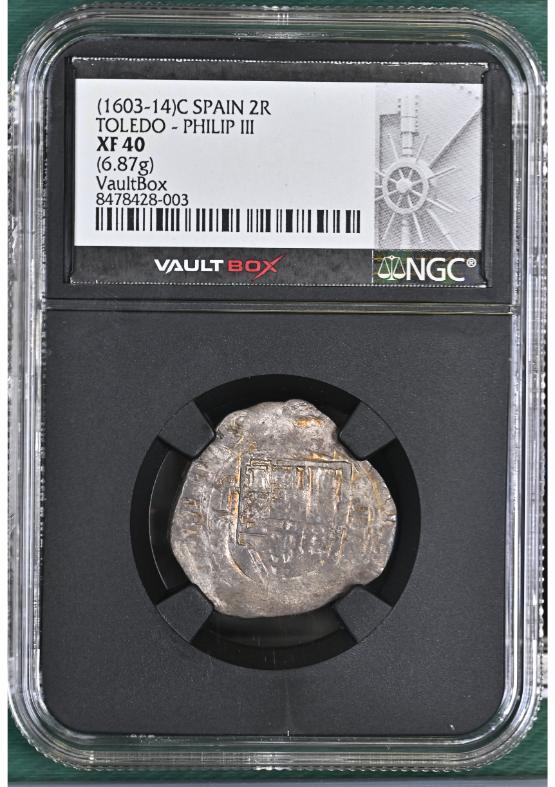 (1603-14)C SPAIN 2R TOLEDO - PHILIP III (6.87G) NGC XF40 FRONT