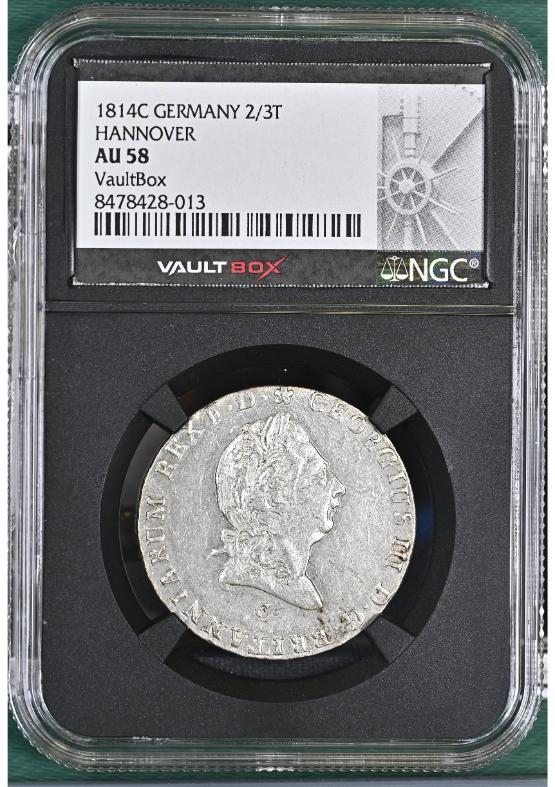 1814C GERMANY 2/3T HANNOVER NGC AU58 FRONT