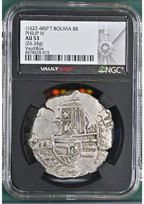 (1622-48)P T BOLIVIA 8R PHILIP IV (26.34G) NGC AU53 FRONT