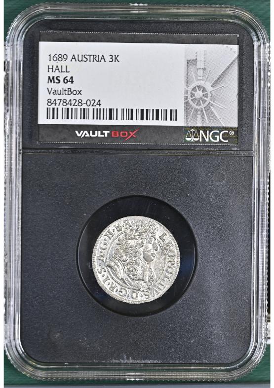 1689 AUSTRIA 3K HALL NGC MS64 FRONT