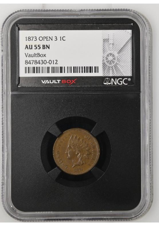 1873 OPEN 3 1C NGC AU55BN FRONT