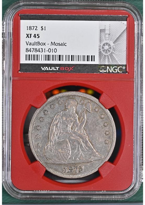 1872 $1 NGC XF45 FRONT