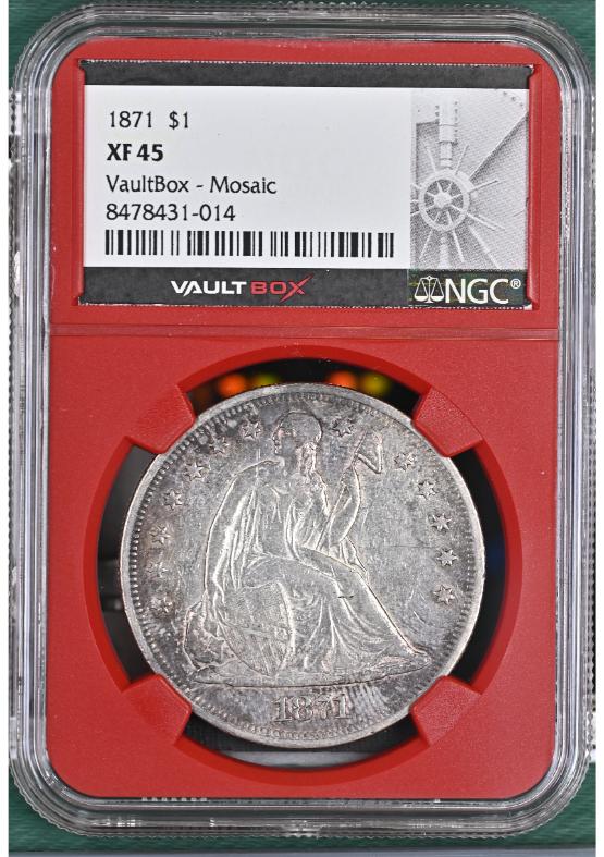 1871 $1 NGC XF45 FRONT