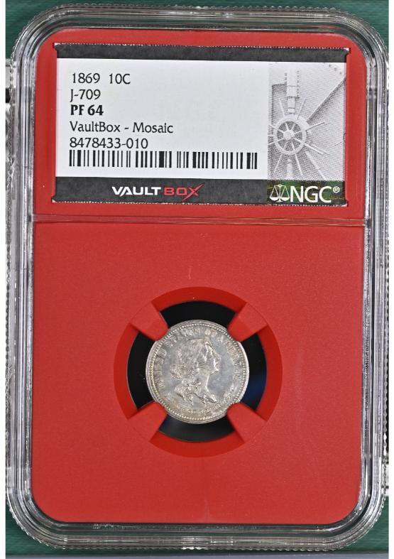 1869 10C J-709 NGC PF64 FRONT