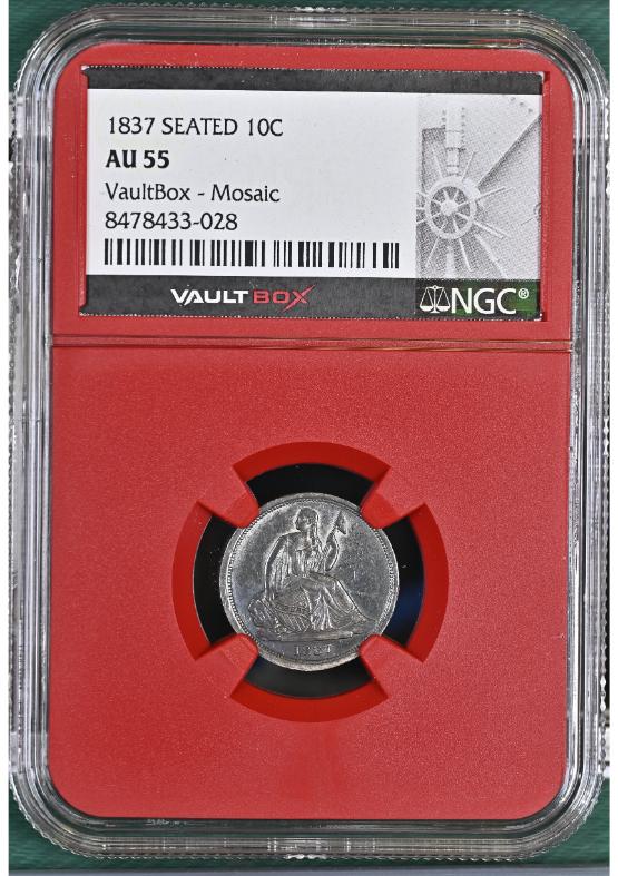 1837 SEATED 10C NGC AU55 FRONT