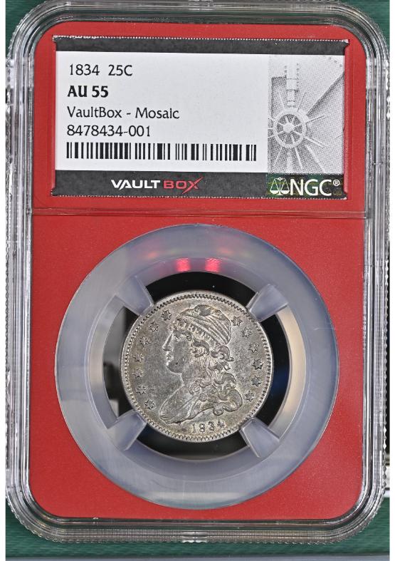 1834 25C NGC AU55 FRONT