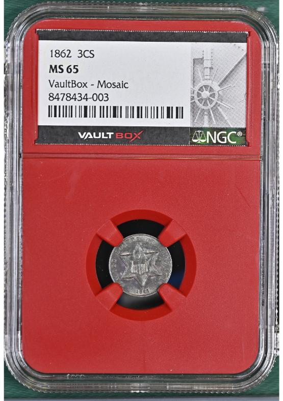 1862 3CS NGC MS65 FRONT
