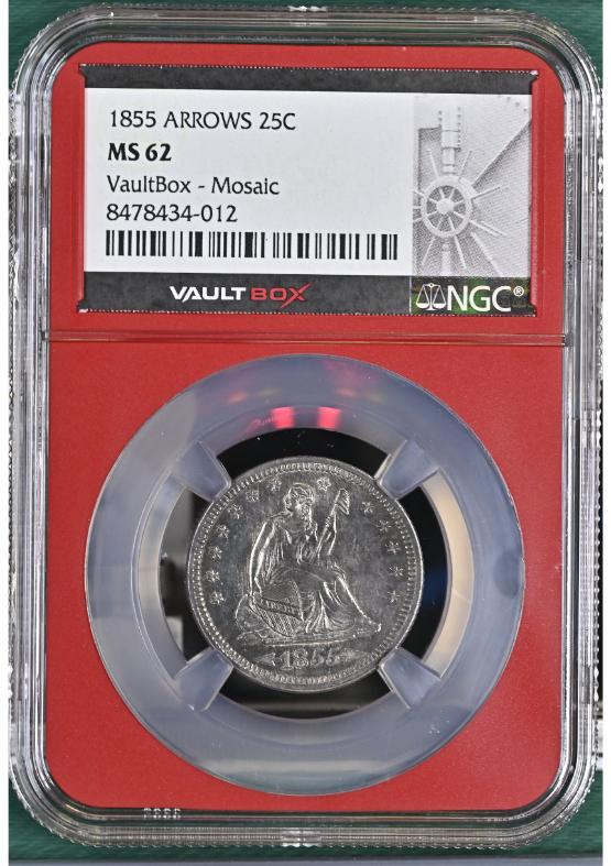 1855 ARROWS 25C NGC MS62 FRONT