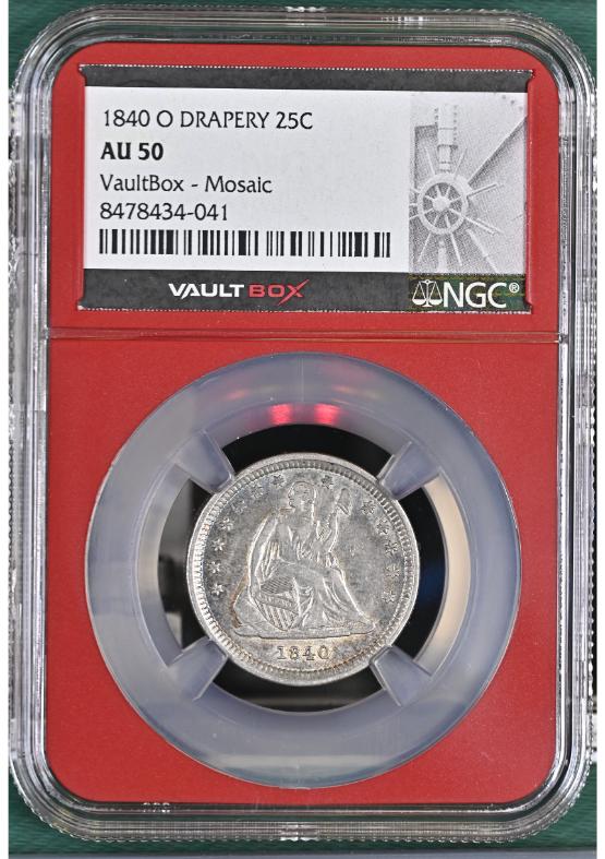 1840-O DRAPERY 25C NGC AU50 FRONT
