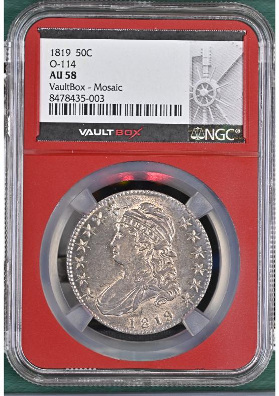 1819 50C O-114 NGC AU58 FRONT
