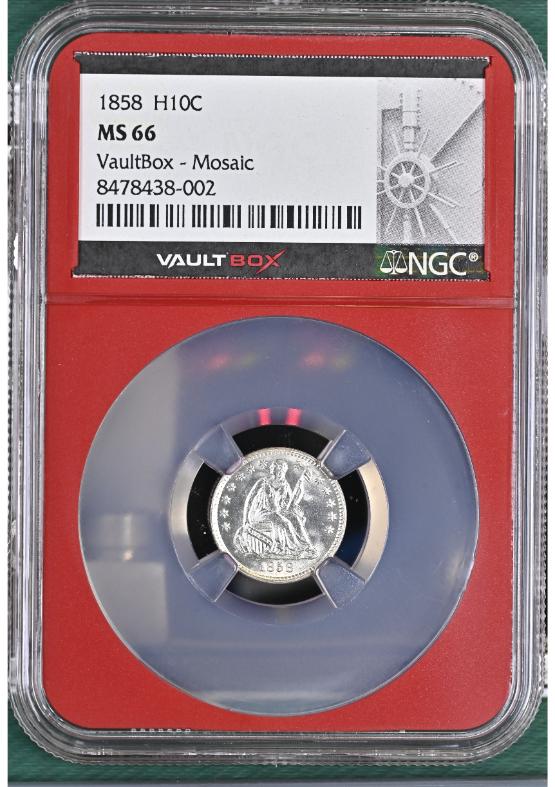 1858 H10C NGC MS66 FRONT