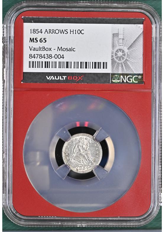 1854 ARROWS H10C NGC MS65 FRONT