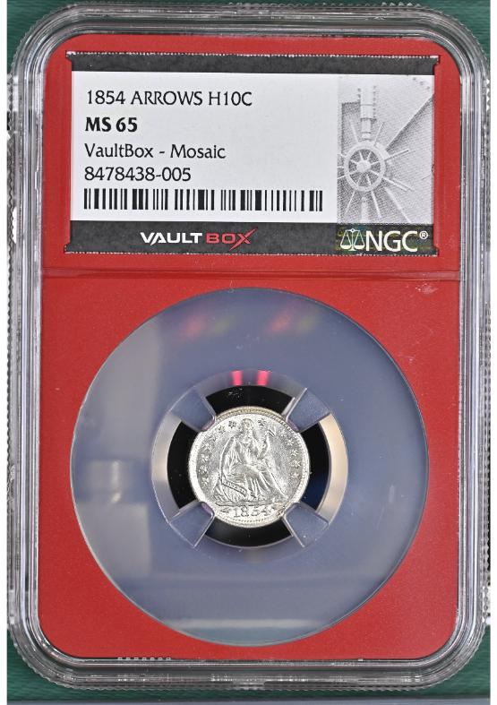 1854 ARROWS H10C NGC MS65 FRONT