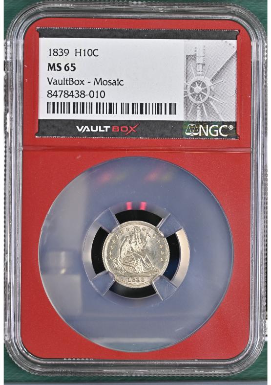 1839 H10C NGC MS65 FRONT
