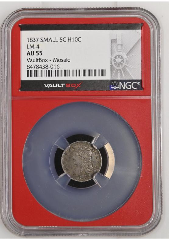 1837 SMALL 5C H10C LM-4 NGC AU55 FRONT