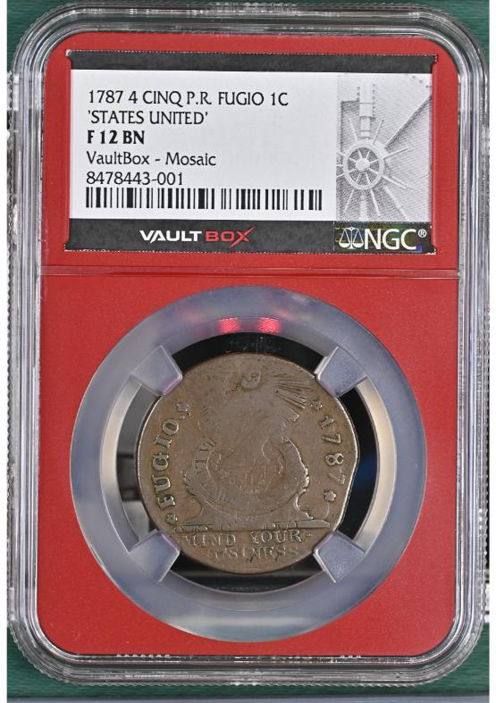 1787 4 CINQ P.R. FUGIO 1C 'STATES UNITED' NGC F12BN FRONT