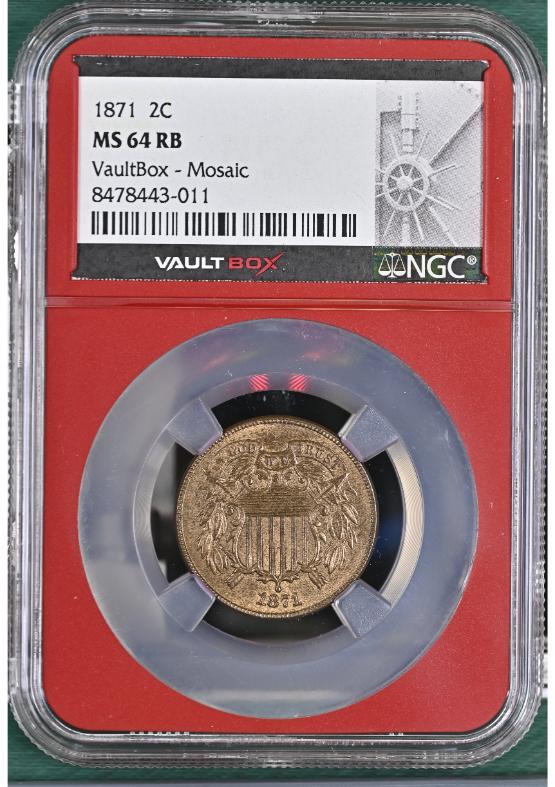 1871 2C NGC MS64RB FRONT
