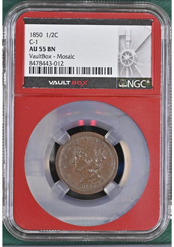 1850 1/2C C-1 NGC AU55BN FRONT