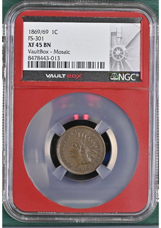 1869/69 1C FS-301 NGC XF45BN FRONT