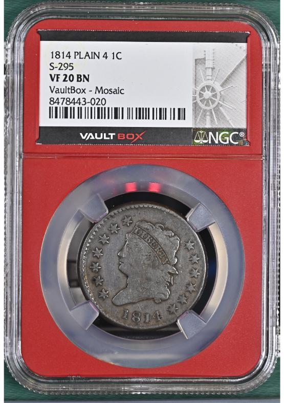1814 PLAIN 4 1C S-295 NGC VF20BN FRONT