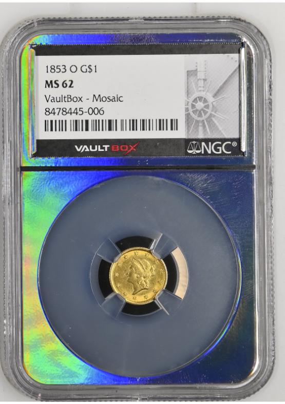 1853-O G$1 NGC MS62 FRONT