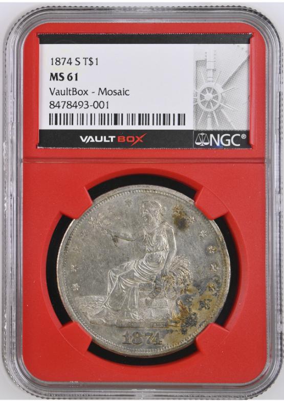 1874-S T$1 NGC MS61 FRONT
