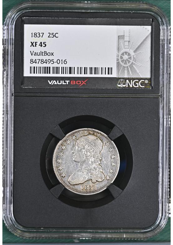 1837 25C NGC XF45 FRONT