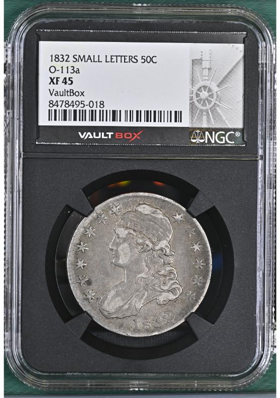 1832 SMALL LETTERS 50C O-113A NGC XF45 FRONT