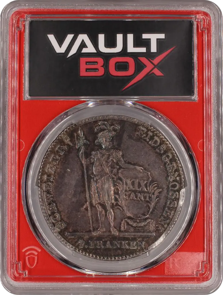 1814 4 FR 3 LEAF EDGE KM-109 SILVER SW-LUCERN PCGS MS62 FRONT