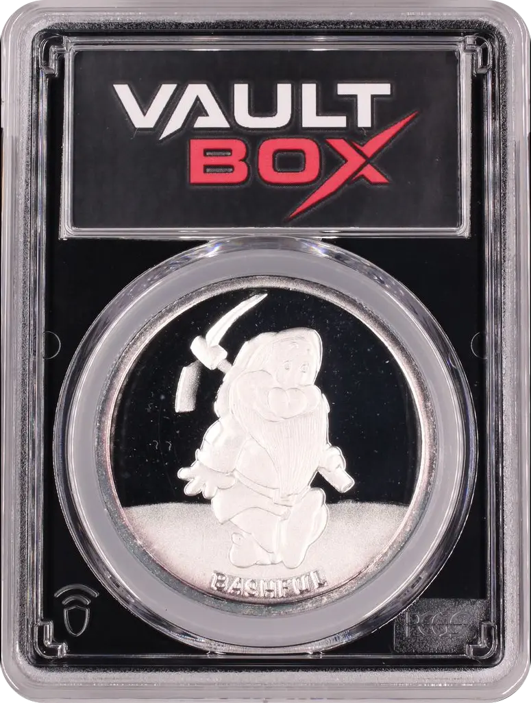 (1987)-RM 1 OZ SNOW WHITE 50TH ANNIVERSARY - BASHFUL SILVER PCGS PR69DCAM FRONT