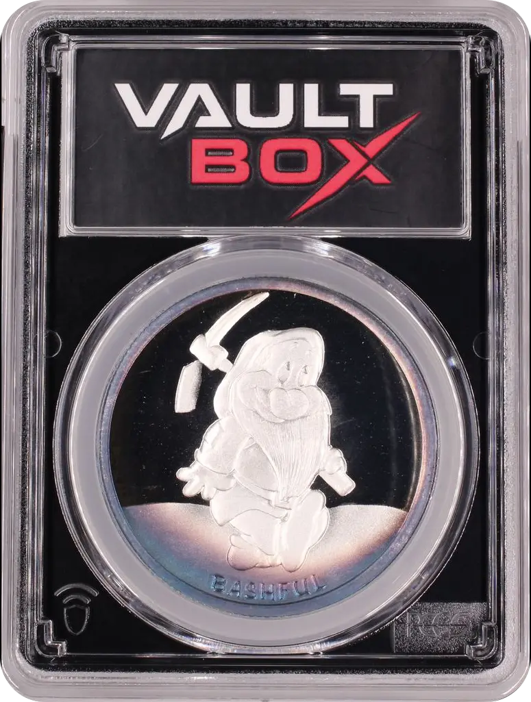 (1987)-RM 1 OZ SNOW WHITE 50TH ANNIVERSARY - BASHFUL SILVER PCGS PR69DCAM FRONT