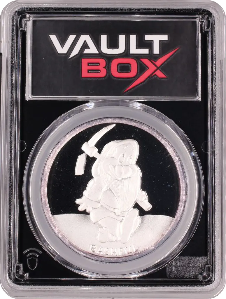 (1987)-RM 1 OZ SNOW WHITE 50TH ANNIVERSARY - BASHFUL SILVER PCGS PR69DCAM FRONT