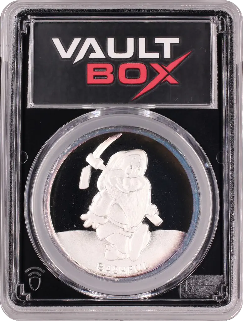 (1987)-RM 1 OZ SNOW WHITE 50TH ANNIVERSARY - BASHFUL SILVER PCGS PR69DCAM FRONT