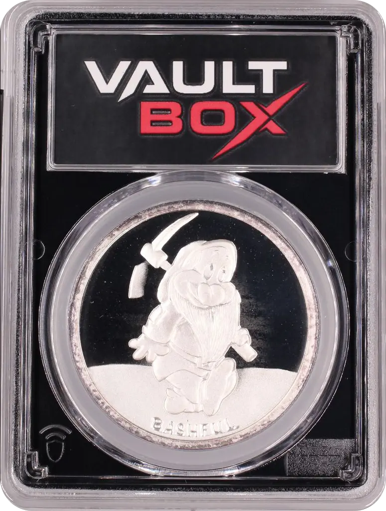 (1987)-RM 1 OZ SNOW WHITE 50TH ANNIVERSARY - BASHFUL SILVER PCGS PR69DCAM FRONT