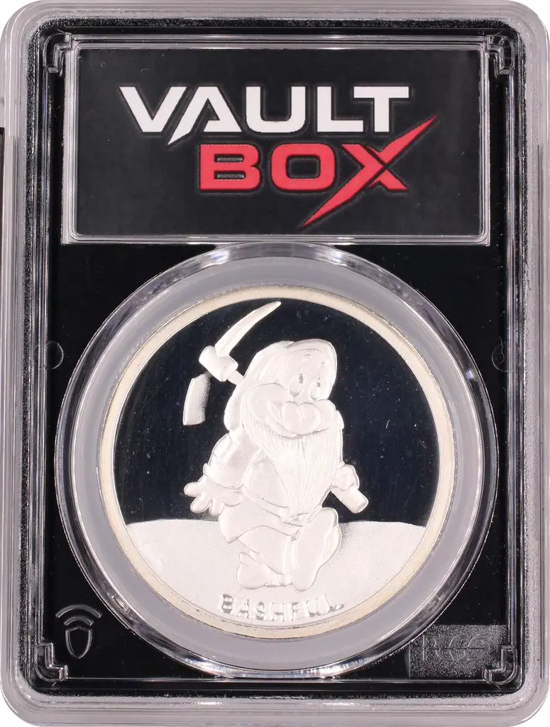 (1987)-RM 1 OZ SNOW WHITE 50TH ANNIVERSARY - BASHFUL SILVER PCGS PR69DCAM FRONT