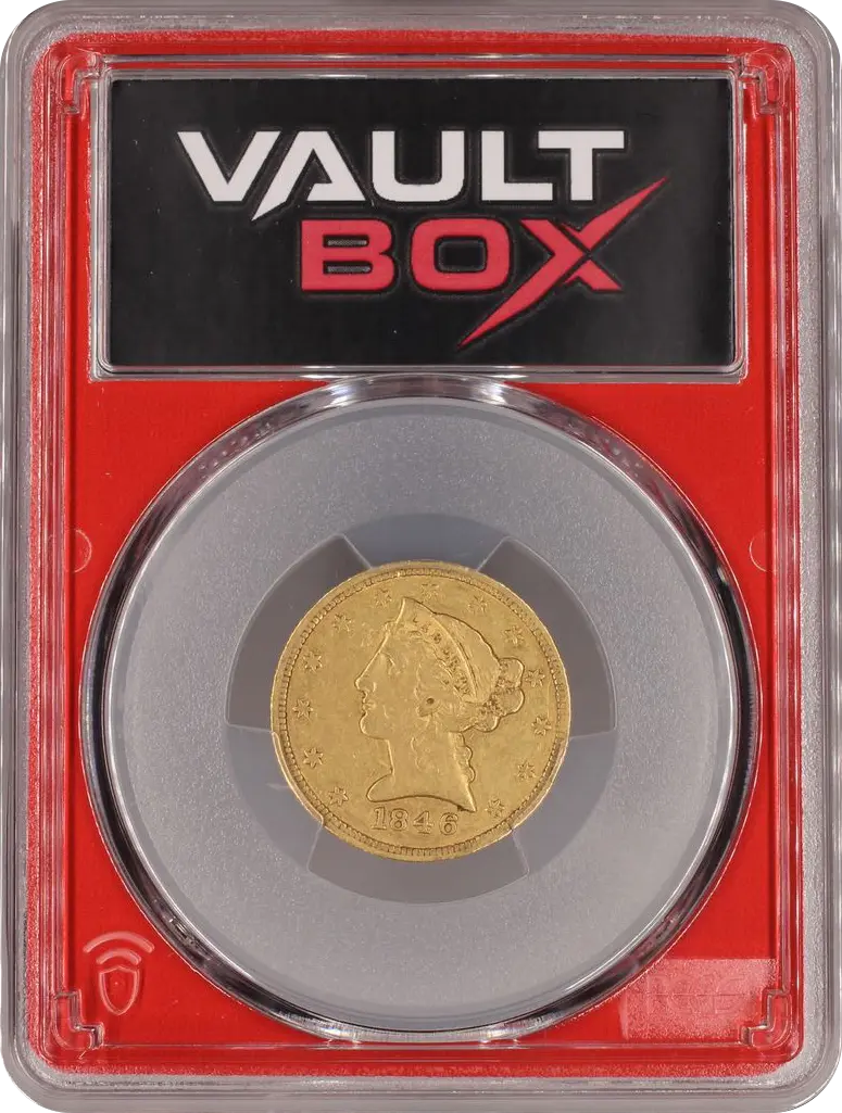 1846 G$5 SMALL DATE PCGS XF45 Front