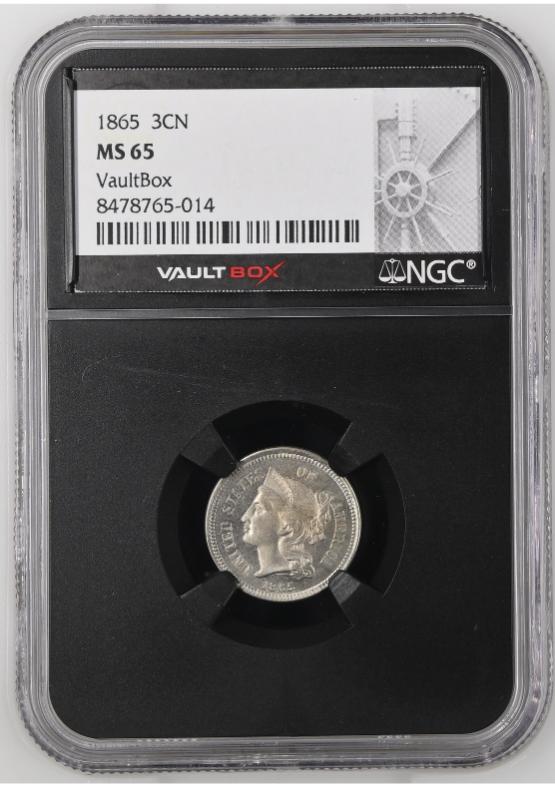 1865 3CN NGC MS65 FRONT