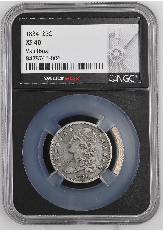 1834 25C NGC XF40 FRONT