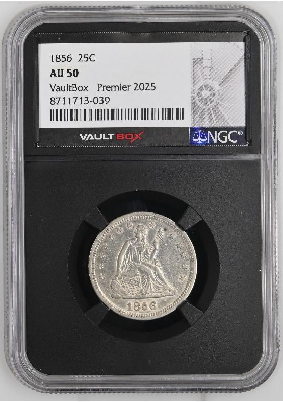 1856 25C NGC AU50 FRONT