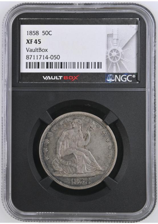 1858 50C NGC XF45 FRONT